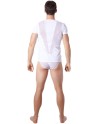 lingerie homme : tshirt blanc avec bandes résille en v