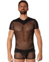  lingerie masculine : tshirt noir opaque et filet