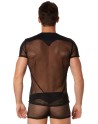  lingerie masculine : tshirt noir opaque et filet