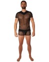  lingerie masculine : tshirt noir opaque et filet