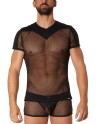  lingerie masculine : tshirt noir opaque et filet