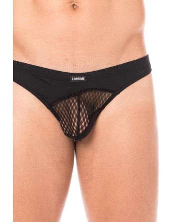  lingerie homme : string noir opaque et transparent