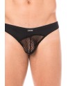  lingerie homme : string noir opaque et transparent