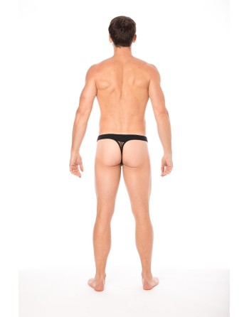  lingerie homme : string noir opaque et transparent