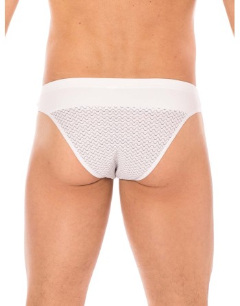 string blanc de la marque lookme sousvêtement pour homme avec large ceinture et formes géométrique.