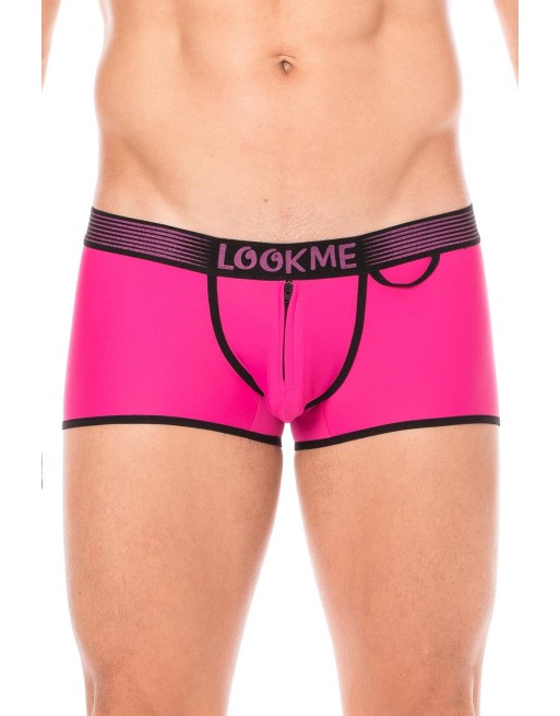  mini pants magenta avec ceinture élastique et fermeture éclair pour homme