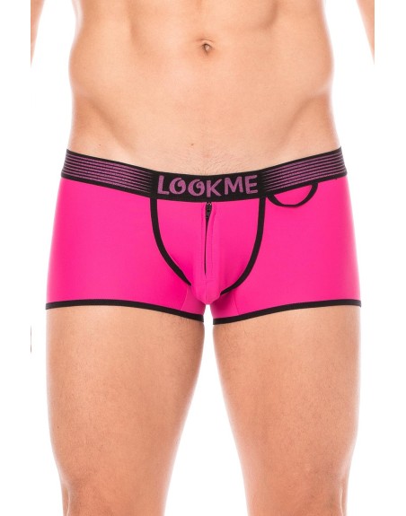  mini pants magenta avec ceinture élastique et fermeture éclair pour homme