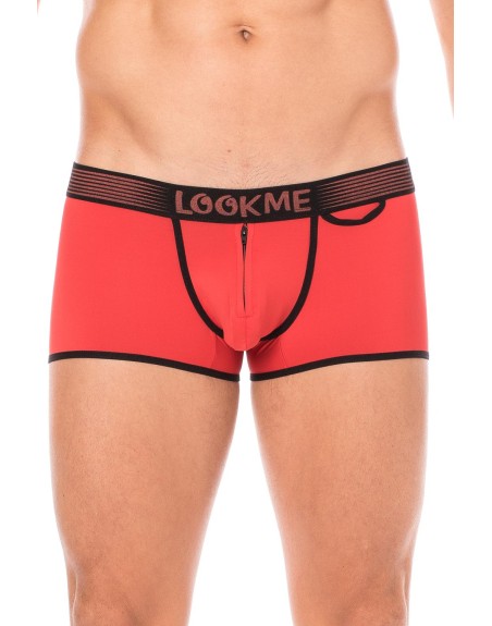  mini pants rouge avec ceinture élastique et fermeture éclair pour homme