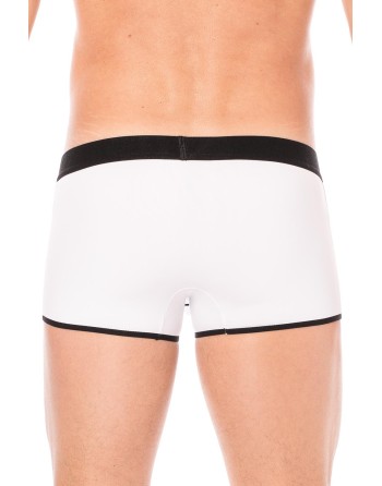  mini pants blanc avec ceinture élastique et fermeture éclair pour homme