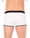  mini pants blanc avec ceinture élastique et fermeture éclair pour homme