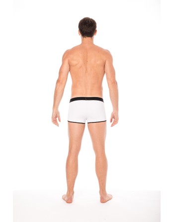  mini pants blanc avec ceinture élastique et fermeture éclair pour homme