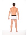  mini pants blanc avec ceinture élastique et fermeture éclair pour homme