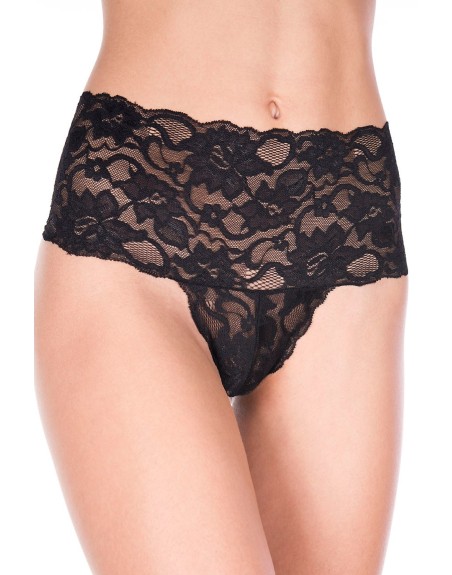  music legs : tanga string noir grande taille haute