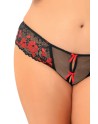  lingerie : string ouvert fleurs rouges