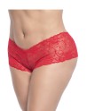 shorty rouge, grande taille, ouvert en dentelle et matières agréables