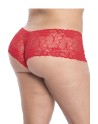 shorty rouge, grande taille, ouvert en dentelle et matières agréables