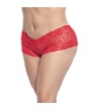 shorty rouge, grande taille, ouvert en dentelle et matières agréables