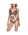  lingerie : body noir ouvert avec motif et tulle