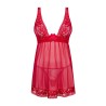 lingerie vous présente lacelove babydoll et string  rouge