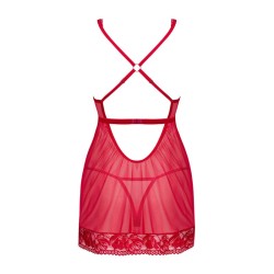 lingerie vous présente lacelove babydoll et string  rouge