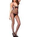  bodystocking noir résille noeud satin noir