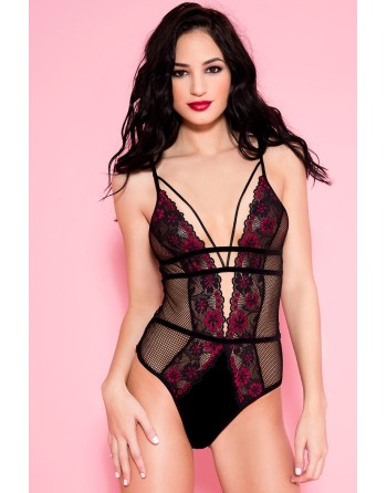  lingerie sexy : bodys résille et dentelle fleurie