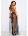  lingerie dreamgirl : body string noir échancré et jupe transparente