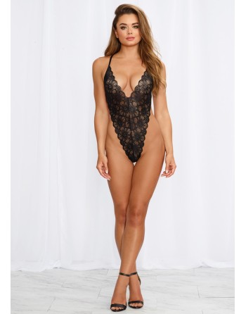  lingerie dreamgirl : body string noir échancré et jupe transparente