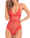  lingerie : body rouge maille à pois