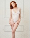  lingerie dreamgirl : body string blanc échancré et jupe transparente