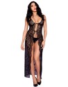  lingerie sexy : nuisette déshabillée longue ouverte noire