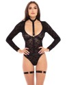 body en dentelle noire avec harnais sexy ajustable à votre silhouette de chez rene rofé 