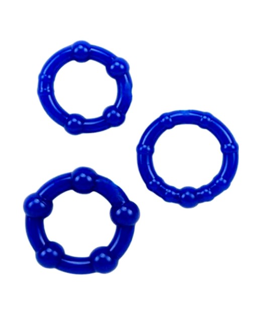  sextoys : 3 cockrings extensibles bleus