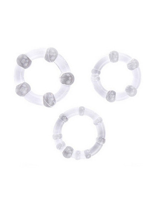  sextoys : 3 cockrings extensibles transparents