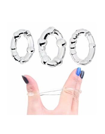  sextoys : 3 cockrings extensibles transparents