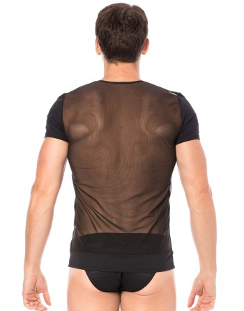  tshirt homme sexy confortable dans un style de rayures opaques et transparentes.