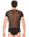  tshirt homme sexy confortable dans un style de rayures opaques et transparentes.