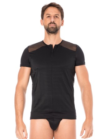  tshirt homme sexy confortable dans un style de rayures opaques et transparentes.