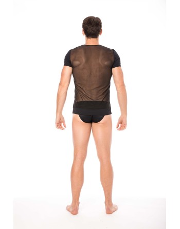  tshirt homme sexy confortable dans un style de rayures opaques et transparentes.