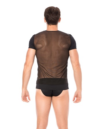  tshirt homme sexy confortable dans un style de rayures opaques et transparentes.