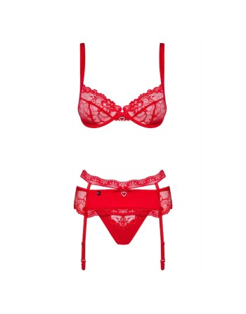  lingerie sexy : ensemble 3 pièces rouge heartina obsessive